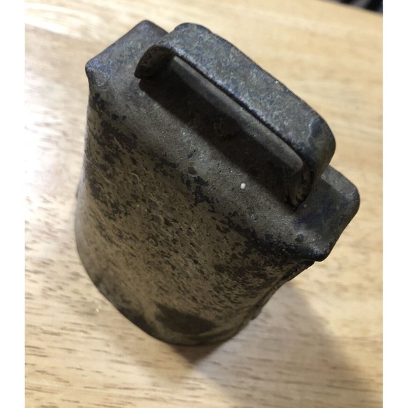 Cow Bell  Primitive Folded Riveted Metal Handle Large Loud Clacker Decor - Picture 5 of 8
